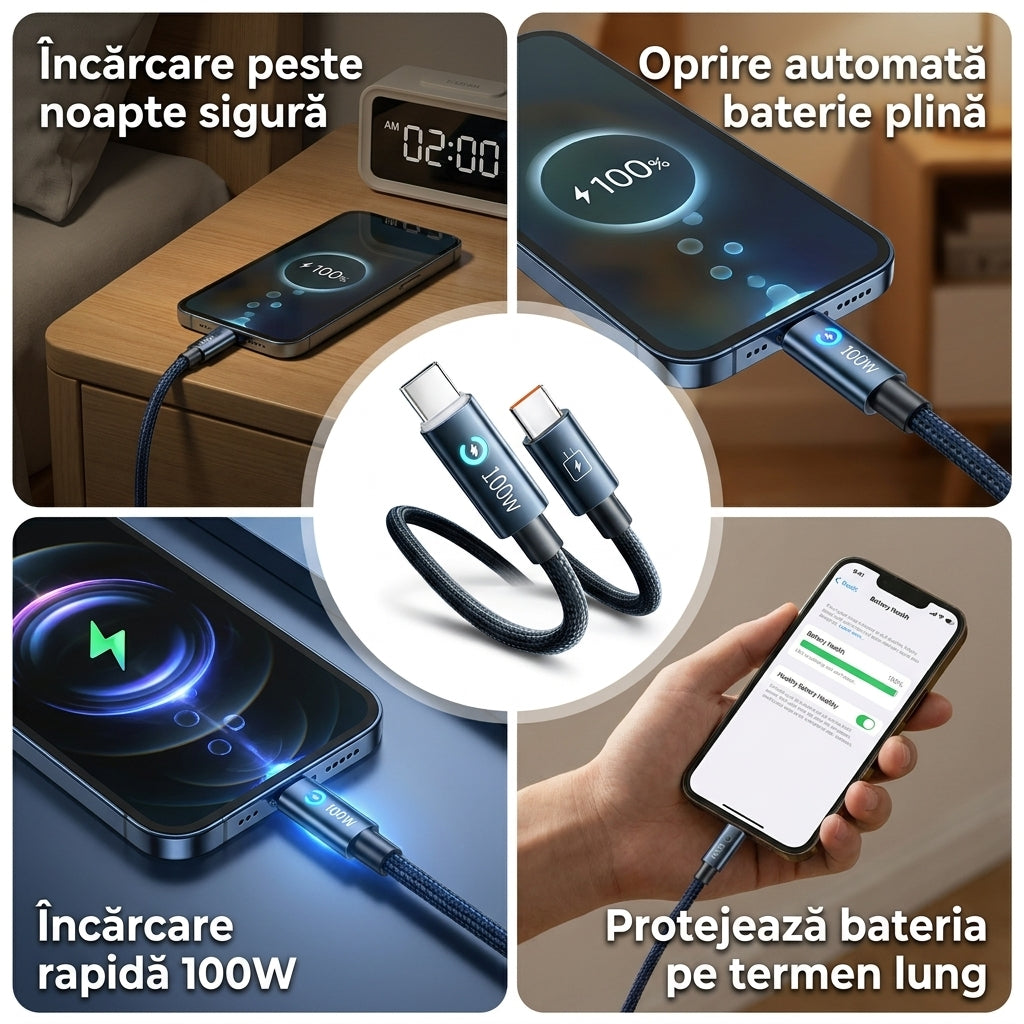 Cablu de încărcare rapidă cu oprire automată