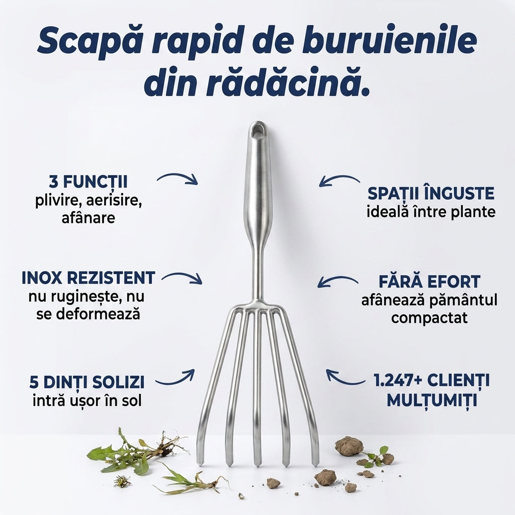 Greblă Inox Multifuncțională Grădină