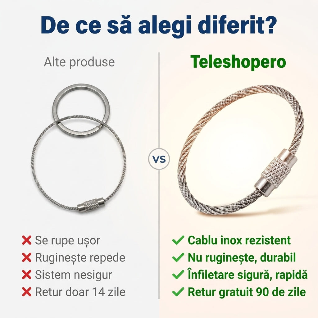 Breloc Cablu Inox Multifuncțional