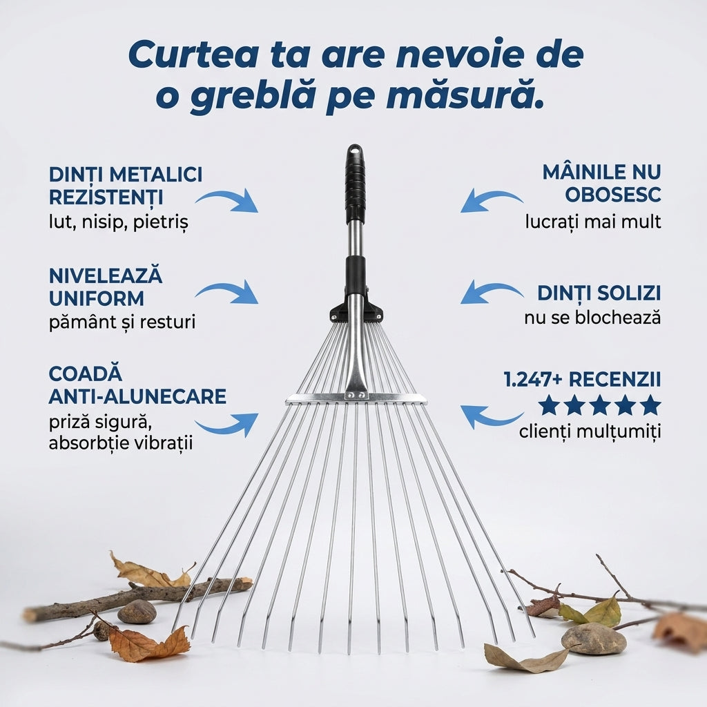 Greblă Robustă pentru Grădină