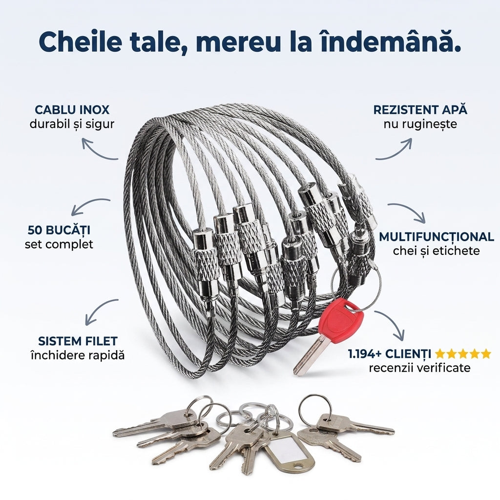 Breloc Cablu Inox Multifuncțional