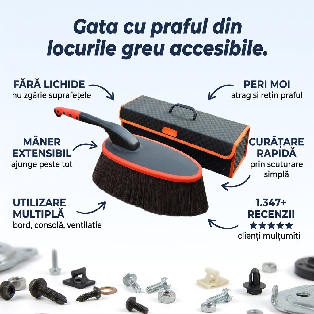 Set Perie Auto Retractabilă pentru Praf