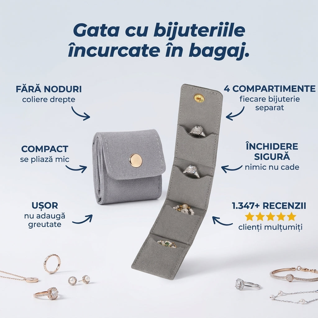 Organizator pliabil de bijuterii pentru călătorie