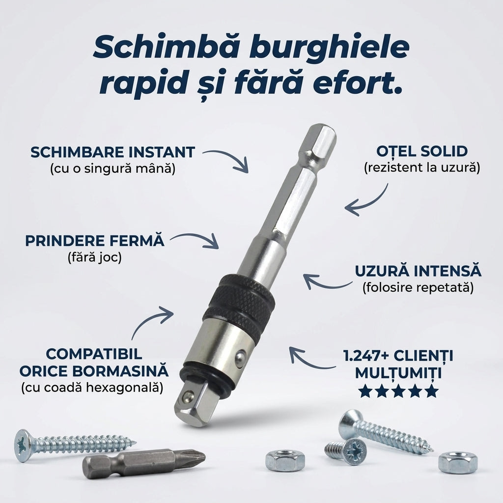 Adaptor Mandrină Hexagonală Oțel