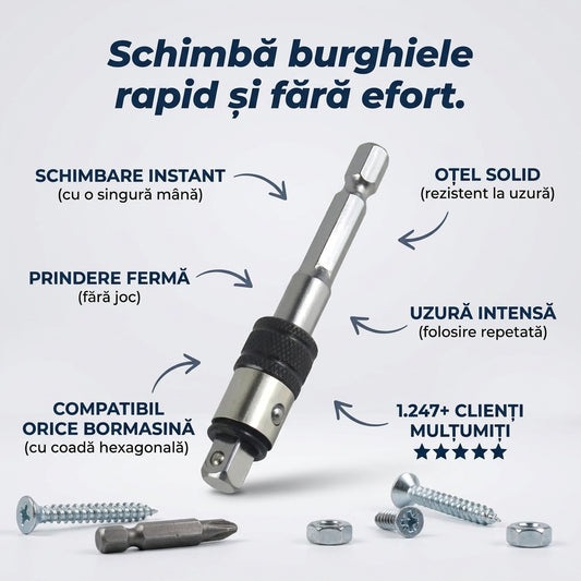 Adaptor Mandrină Hexagonală Oțel