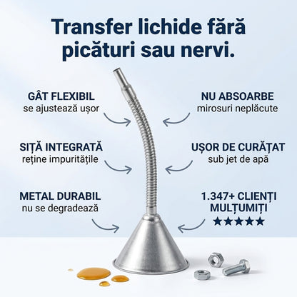 Pâlnie Metalică Flexibilă cu Sită
