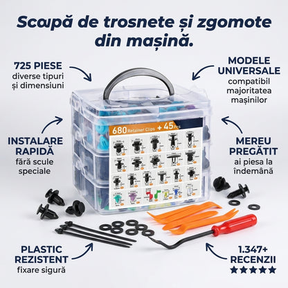 Set 725 de cleme de fixare pentru mașină