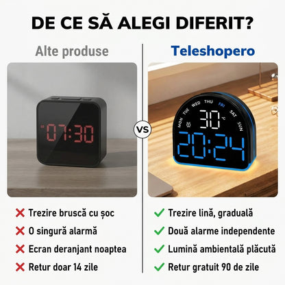 Ceas deșteptător digital cu lumină ambientală