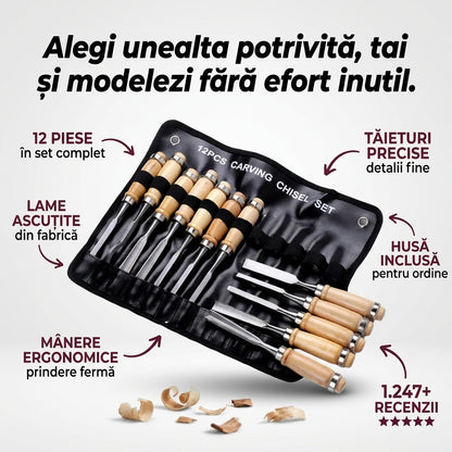 Set Dălți Sculptură Lemn