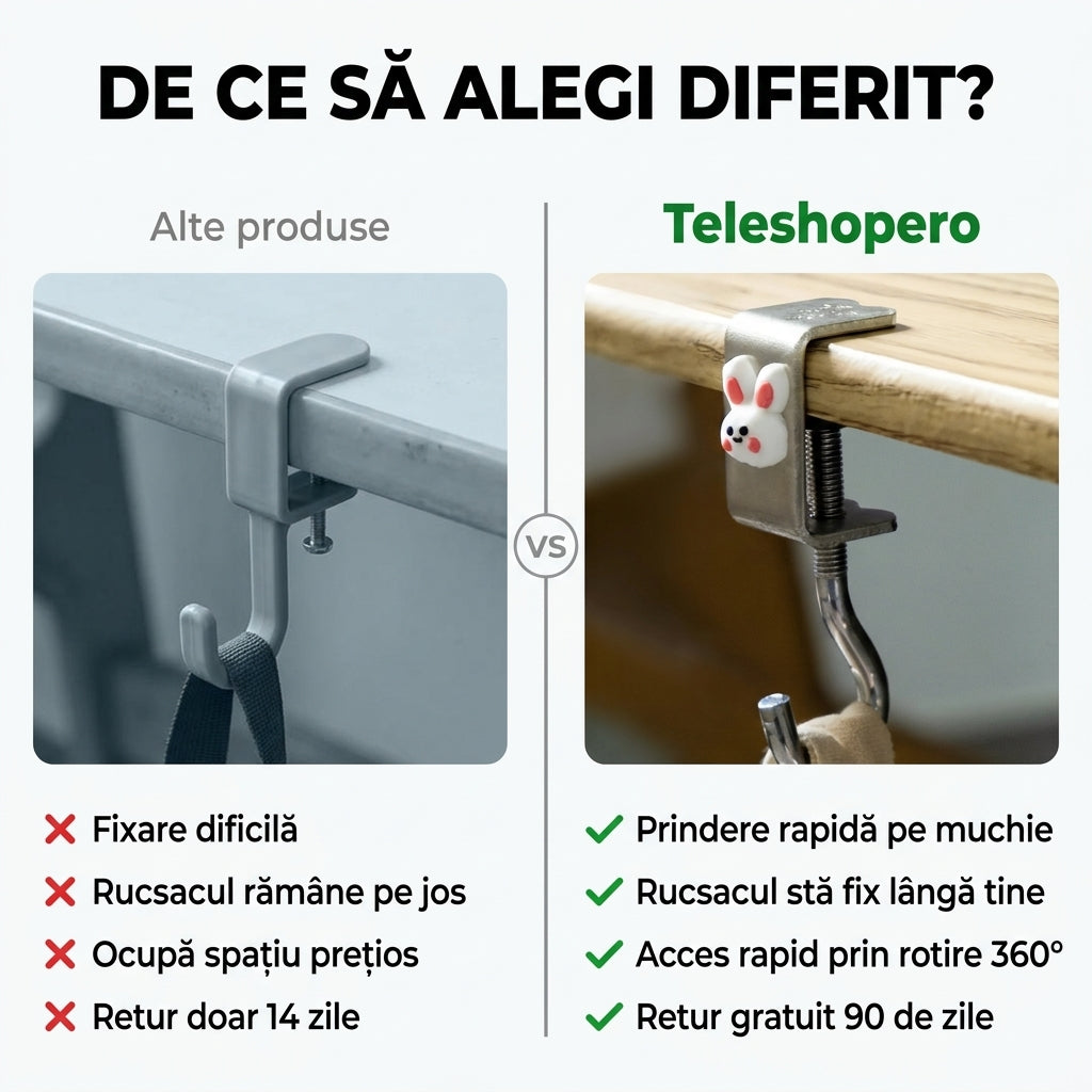 Cârlig Rotativ Birou Rucsac