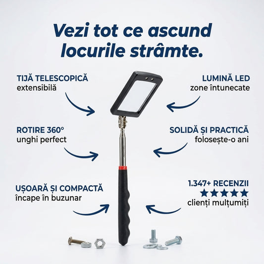Oglindă Telescopică Inspecție LED