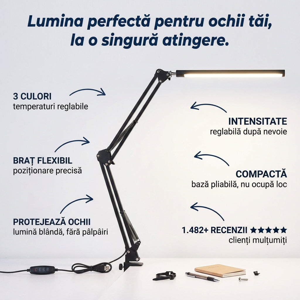 Lampă LED Birou Pliabilă