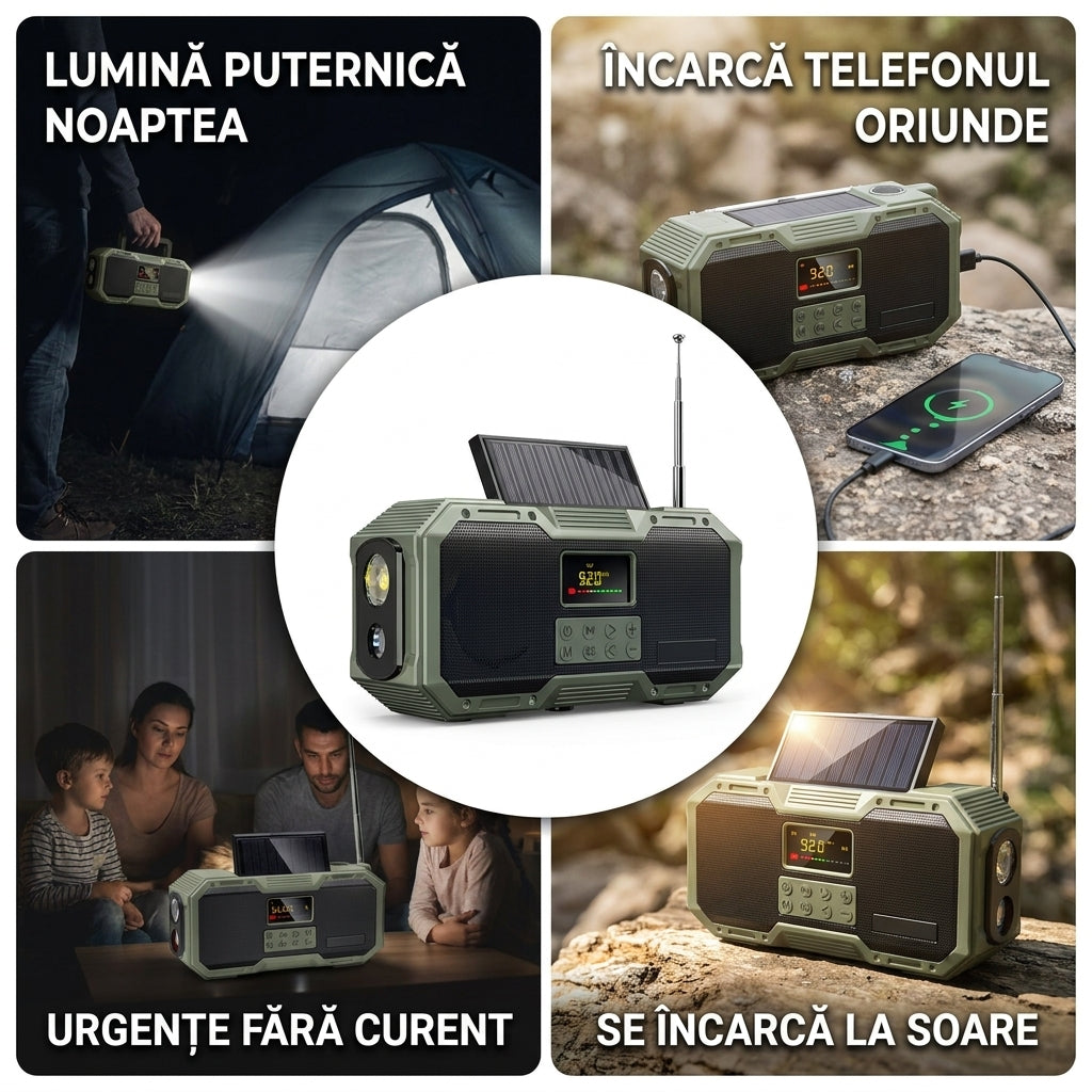 Lanternă Radio Solară Portabilă
