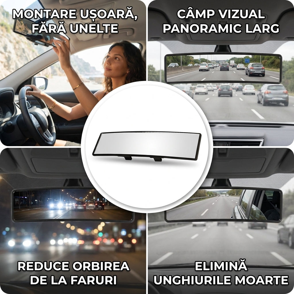 Oglindă Retrovizoare Panoramică Anti-Orbire