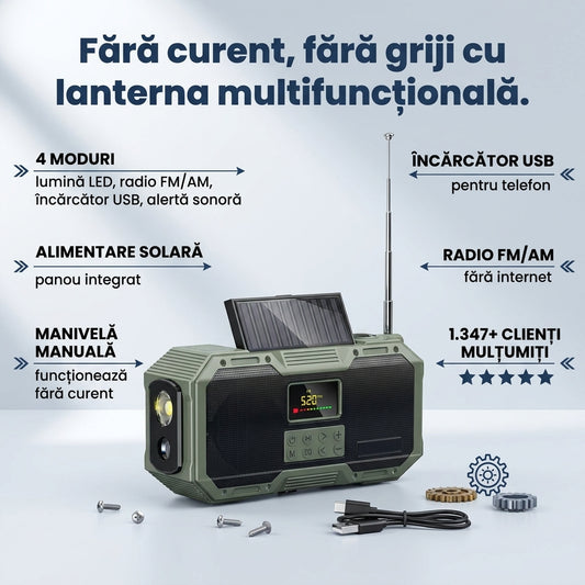 Lanternă Radio Solară Portabilă