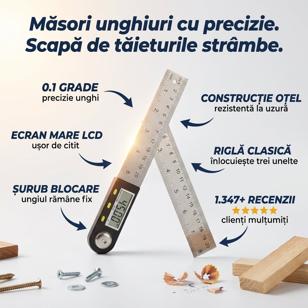 Riglă Digitală Unghiuri