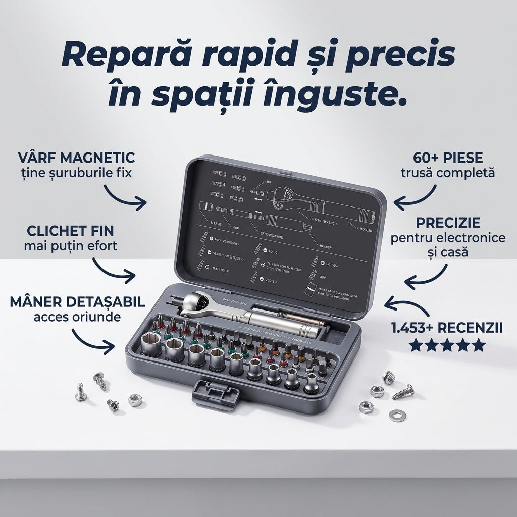 Trusă Șurubelnițe Magnetice Clichet