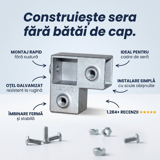 Conector Tub Pătrat Galvanizat