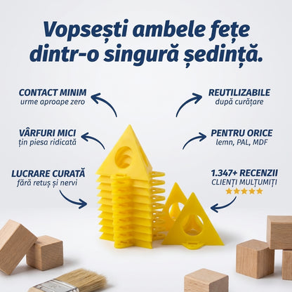 Set 10 Suporturi Piramidale Vopsire Lemn