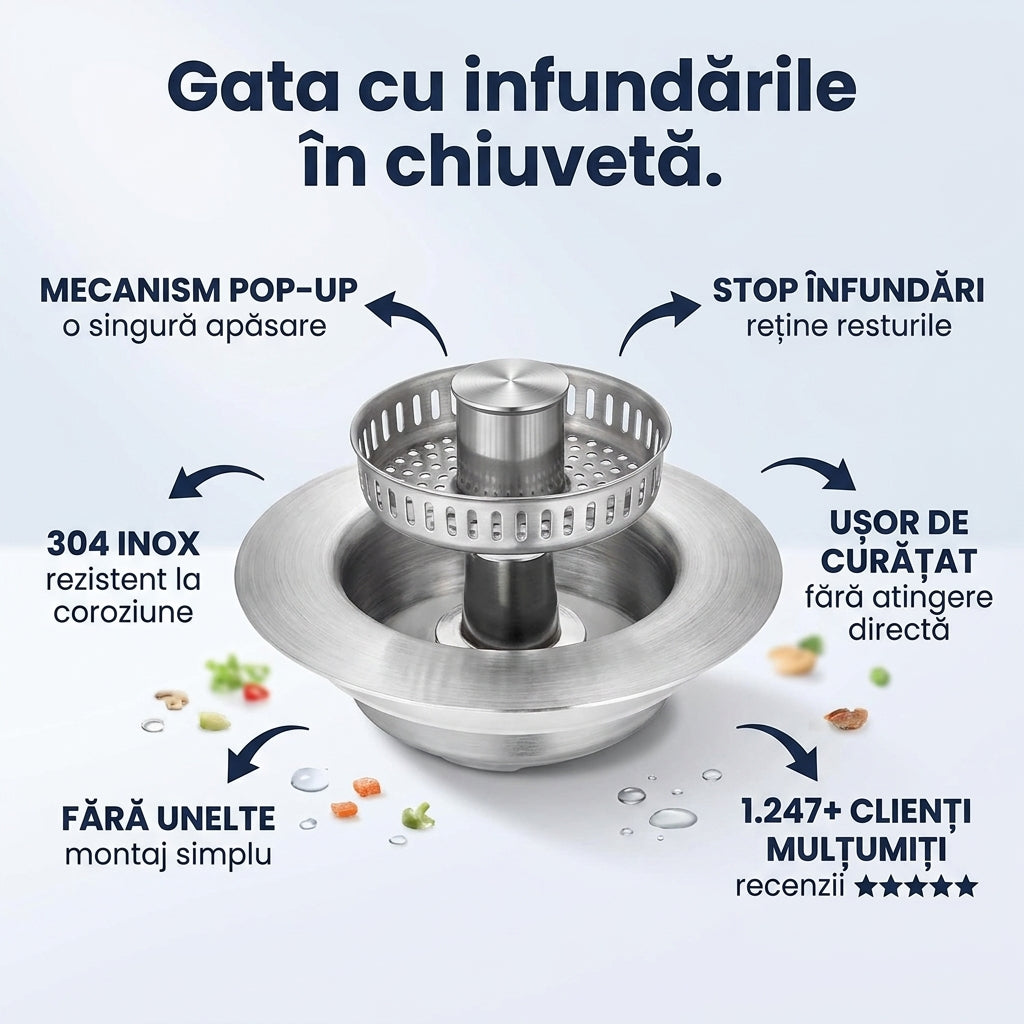 Stopper Inox Pop-Up Chiuvetă