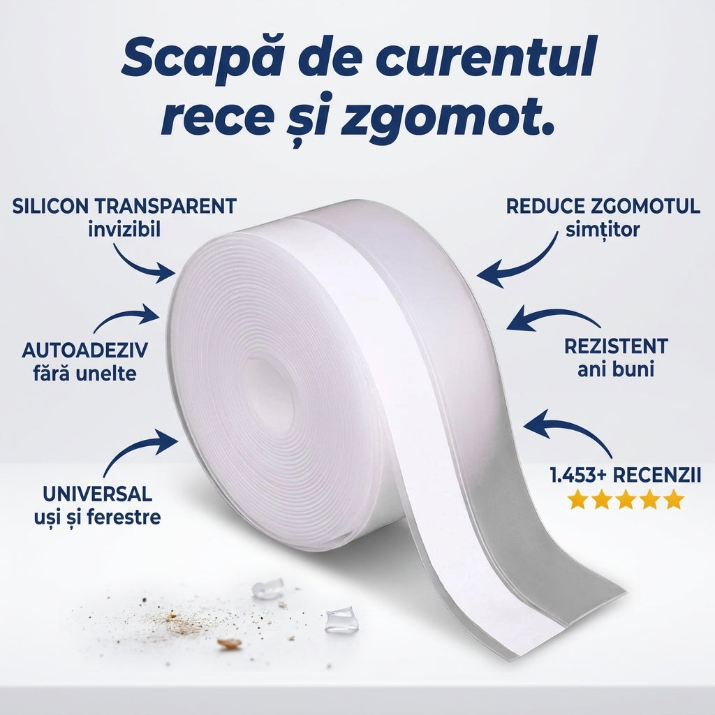 Bandă Etanșare Silicon Transparent