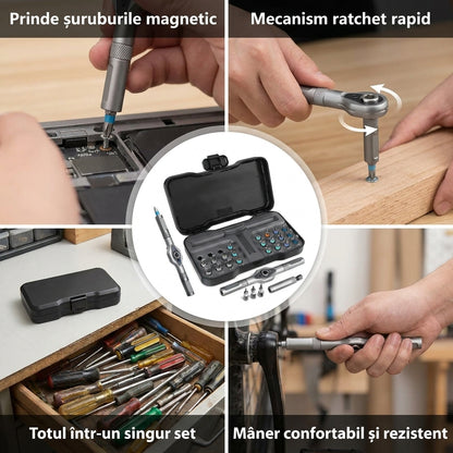 Set Șurubelniță Ratchet Magnetic Precizie