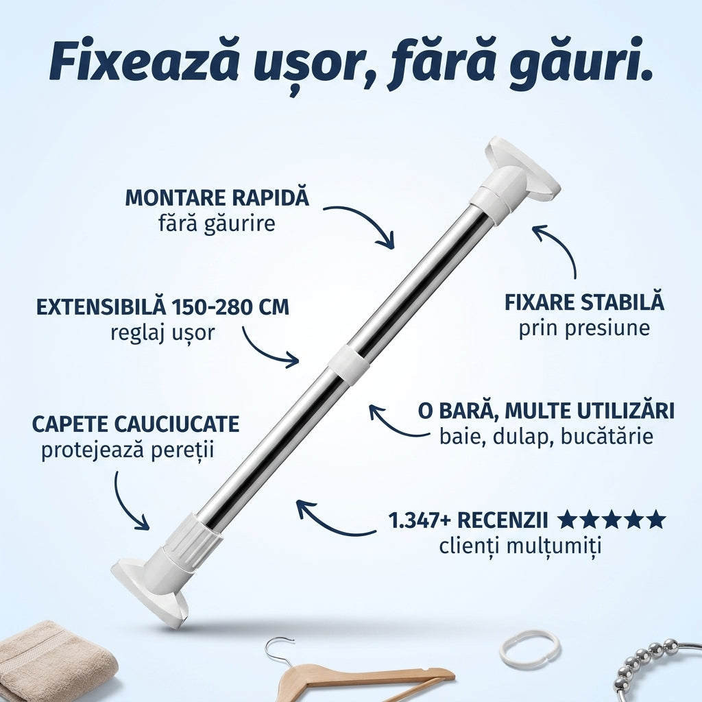 BARĂ EXTENSIBILĂ 150 CM - 280 CM