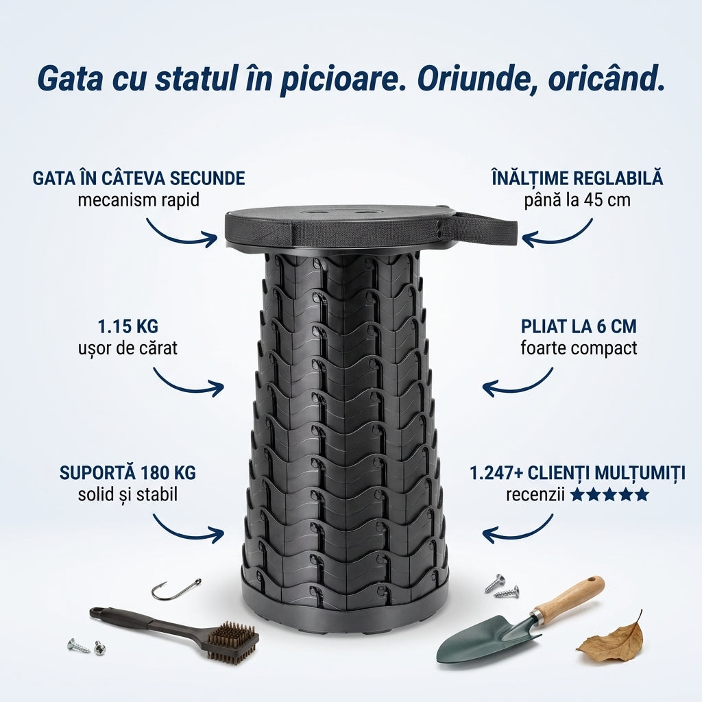 Scaun Pliabil Telescopic Portabil