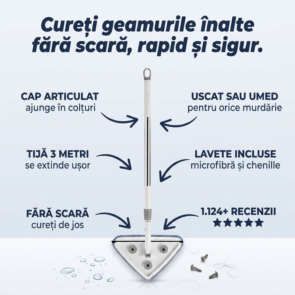 Perie Telescopică pentru Geamuri