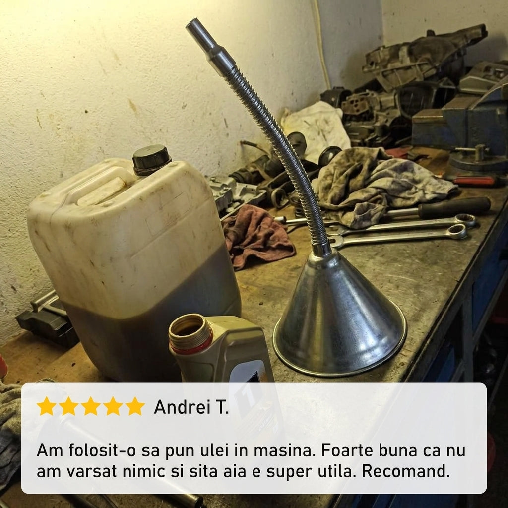 Pâlnie Metalică Flexibilă cu Sită