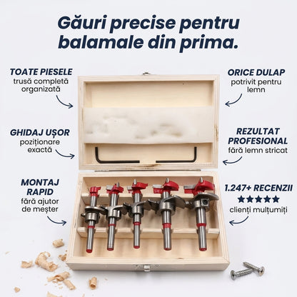 Trusă Burghie Lemn Balamale