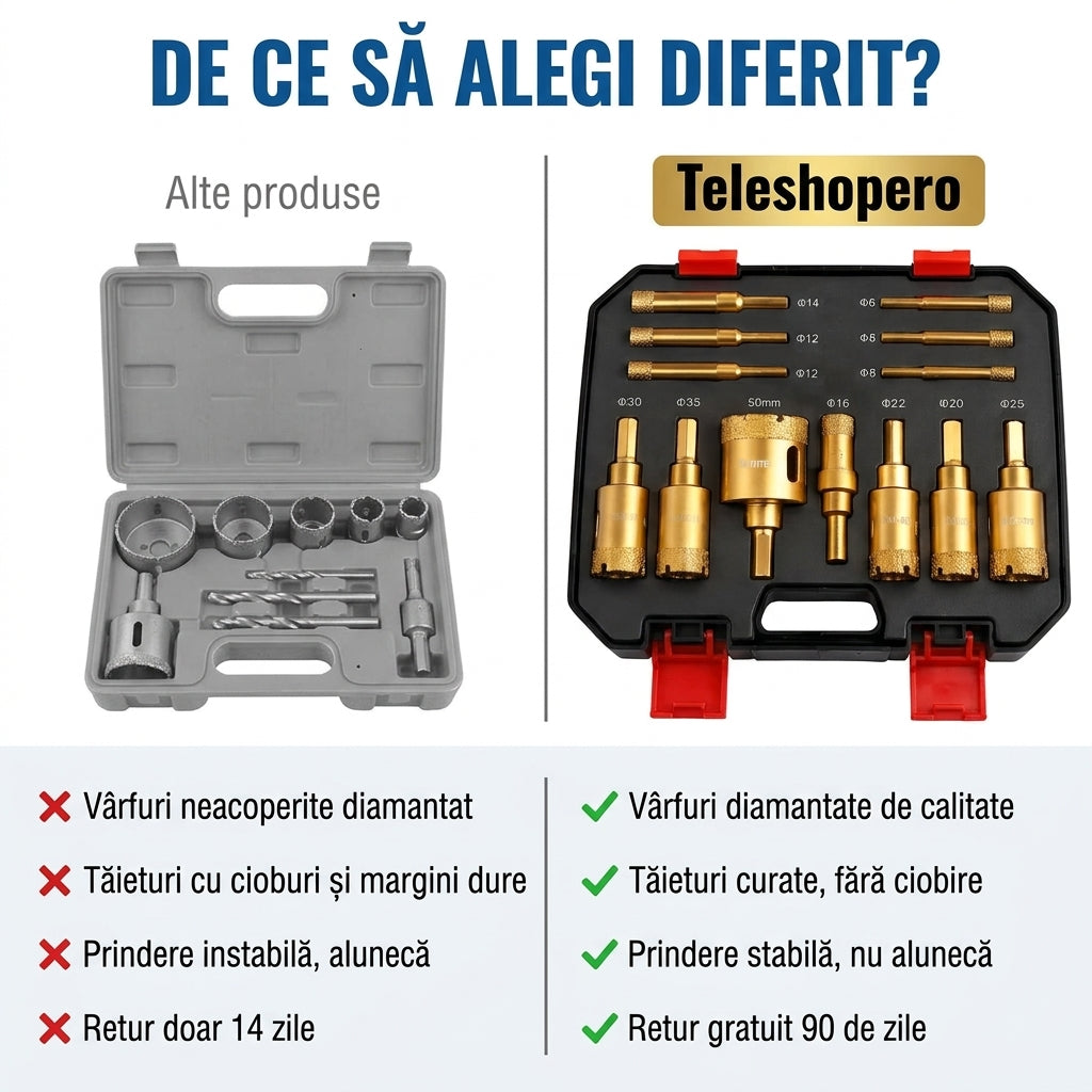 Set 12 Burghie Diamantate Pentru Găuri