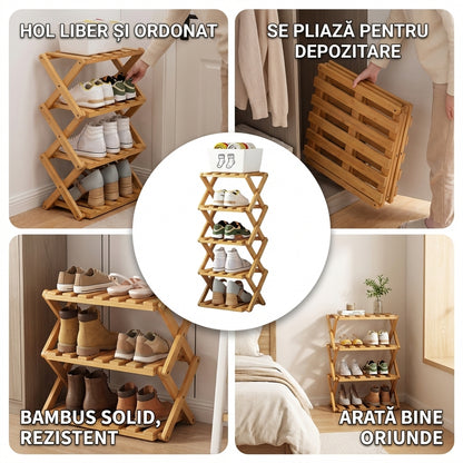 Raft Pantofi Bambus Pliabil