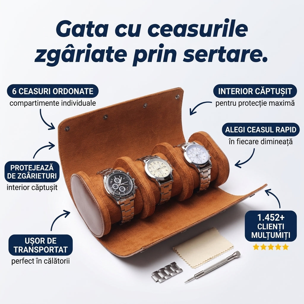 Cutie Organizator Ceasuri Piele