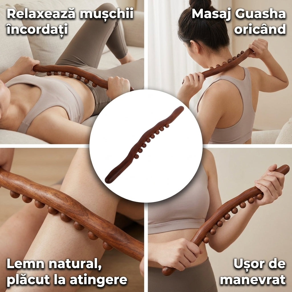 Baston Masaj Guasha Lemn