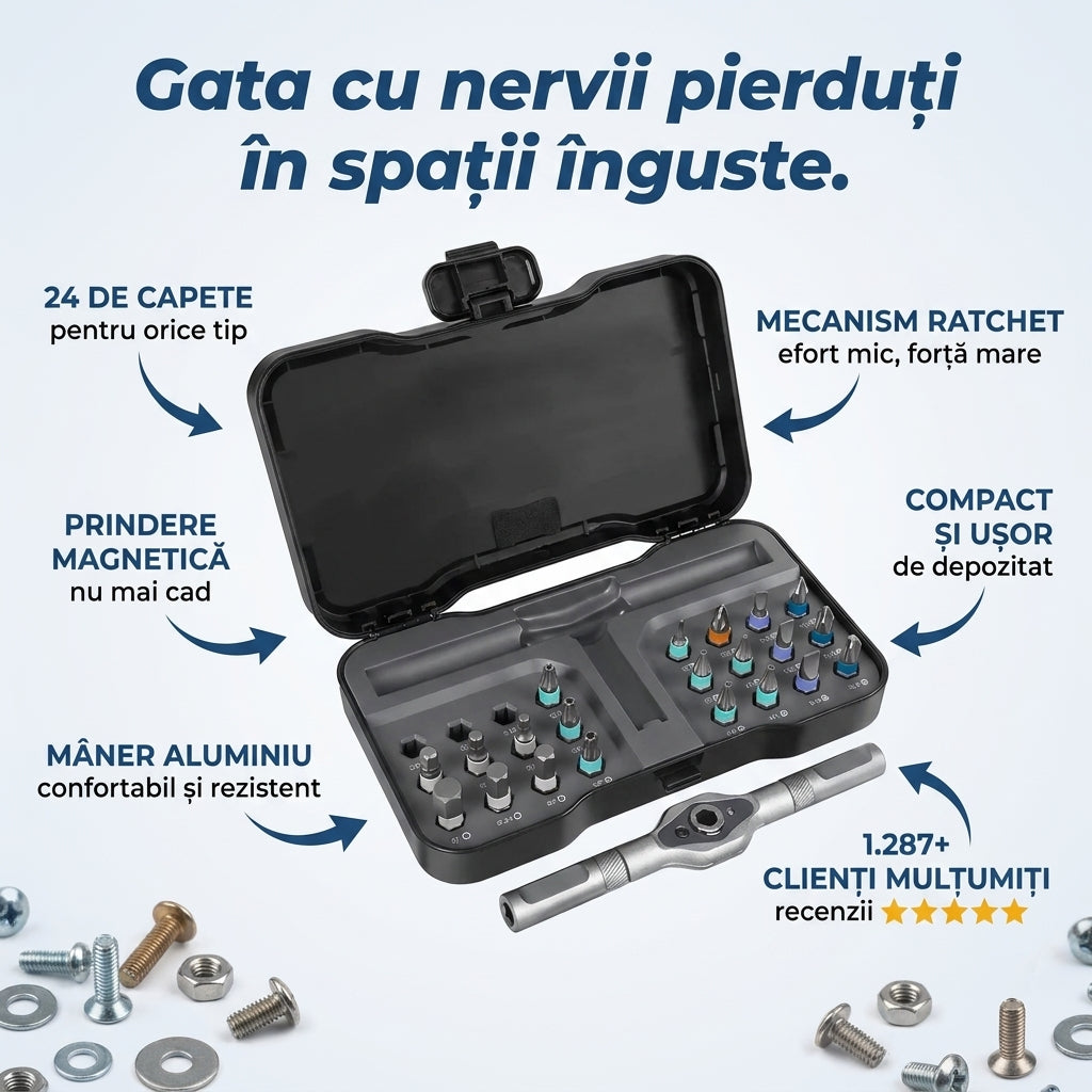 Set Șurubelniță Ratchet Magnetic Precizie