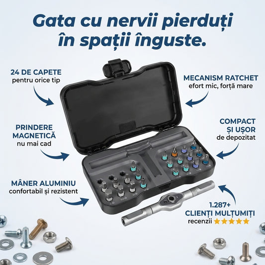 Set Șurubelniță Ratchet Magnetic Precizie