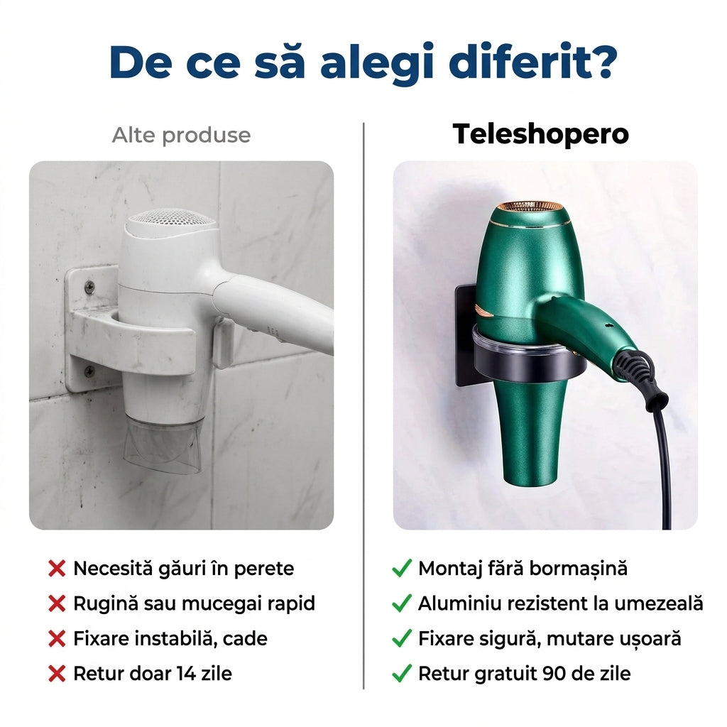 Suport Uscător Păr Autoadeziv
