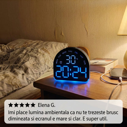 Ceas deșteptător digital cu lumină ambientală