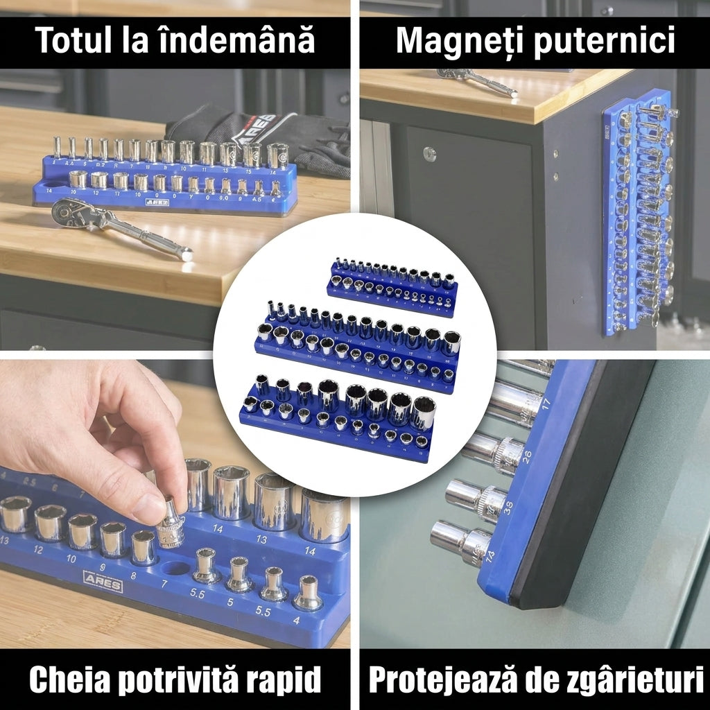 Set 3 Organizatoare Magnetice Chei Tubulare