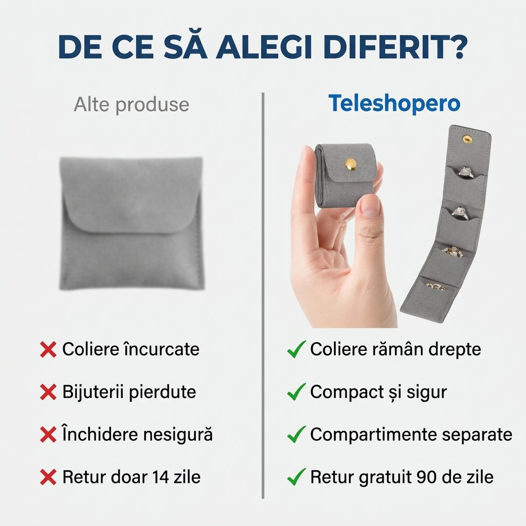 Organizator pliabil de bijuterii pentru călătorie
