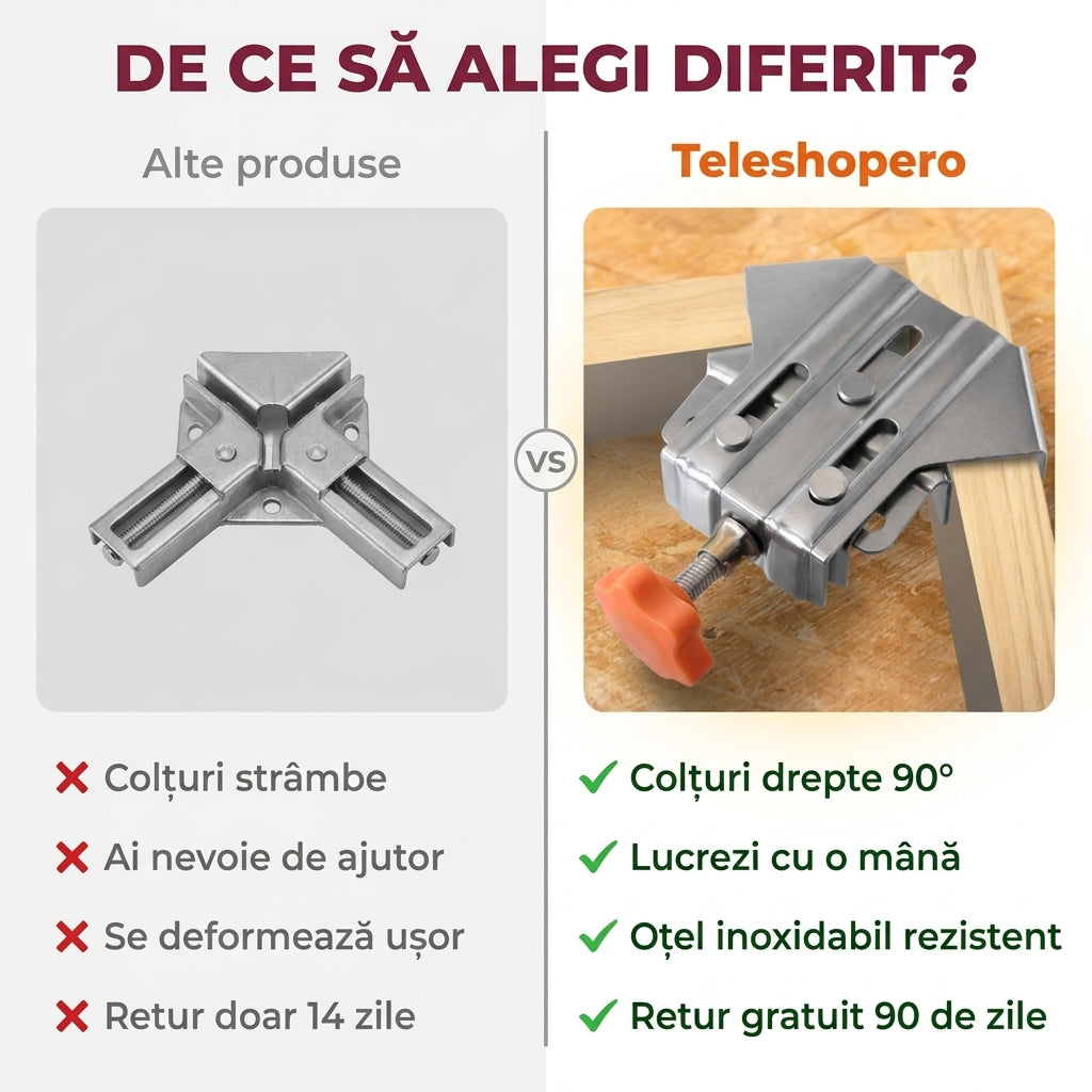 Clemă Unghiulară pentru Tâmplărie