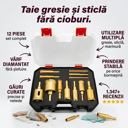 Set 12 Burghie Diamantate Pentru Găuri