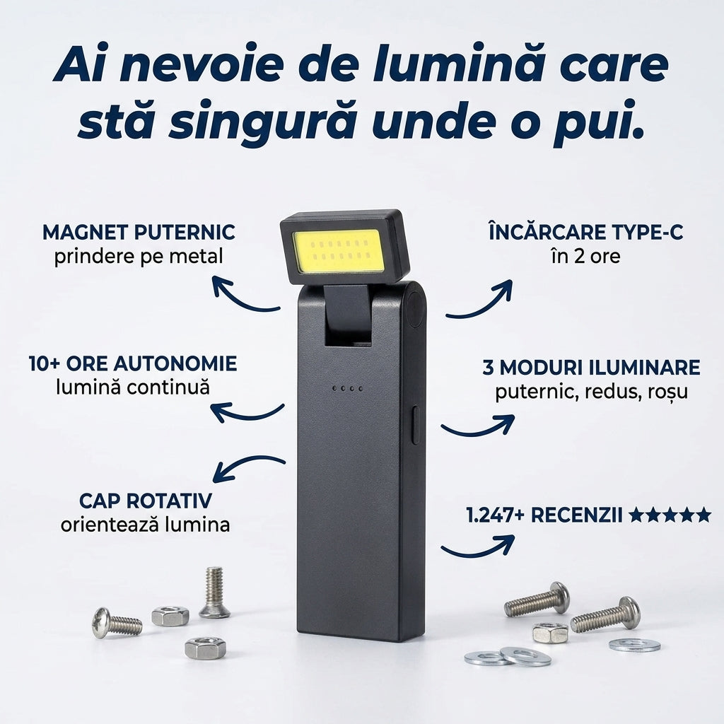 Lanternă Magnetică LED COB