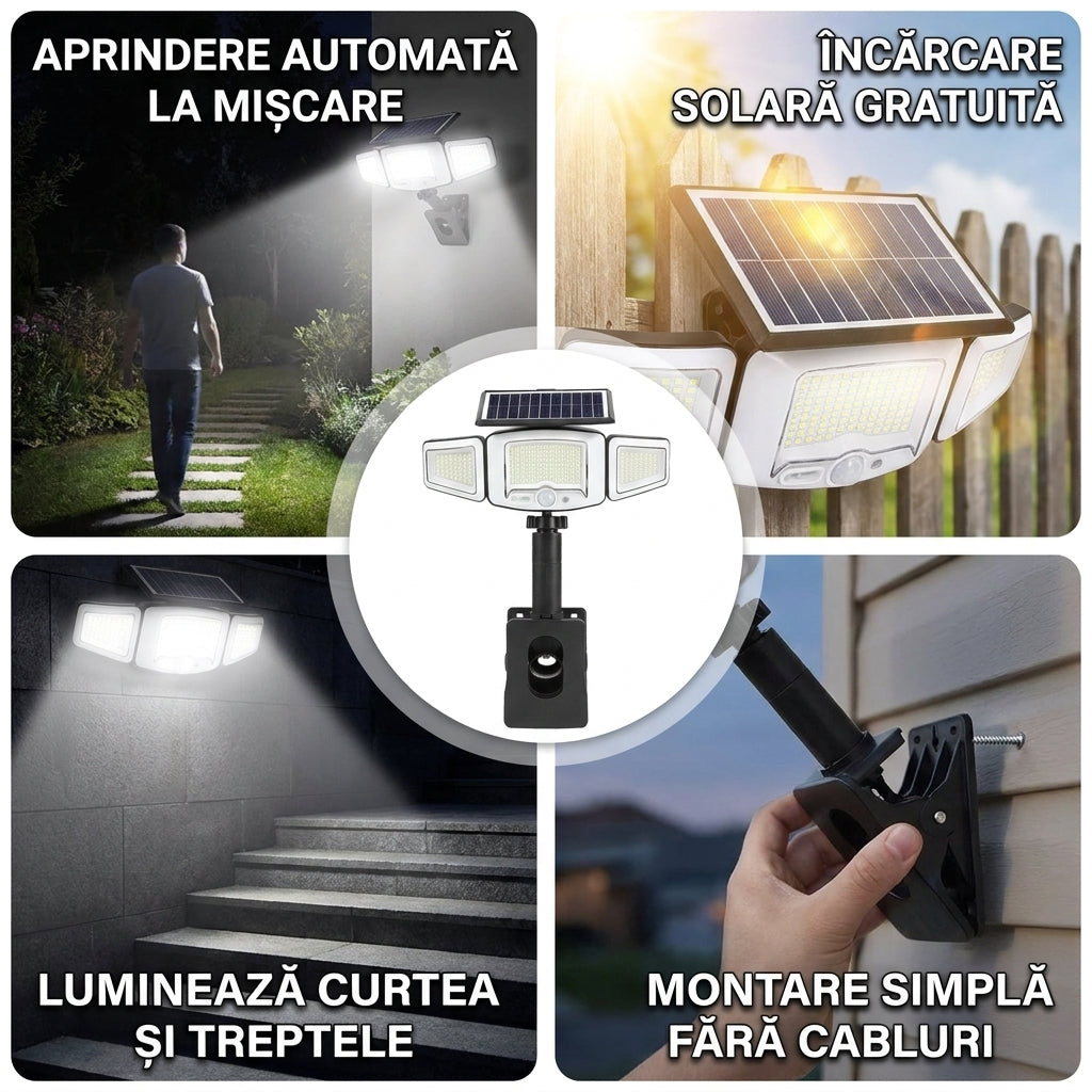Set Lampă Solară cu Senzor