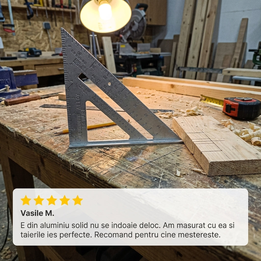 Riglă Triunghi Metalică Tâmplărie