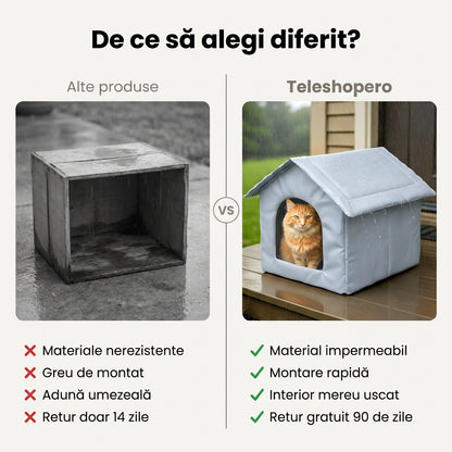 Adăpost pliabil pentru pisici