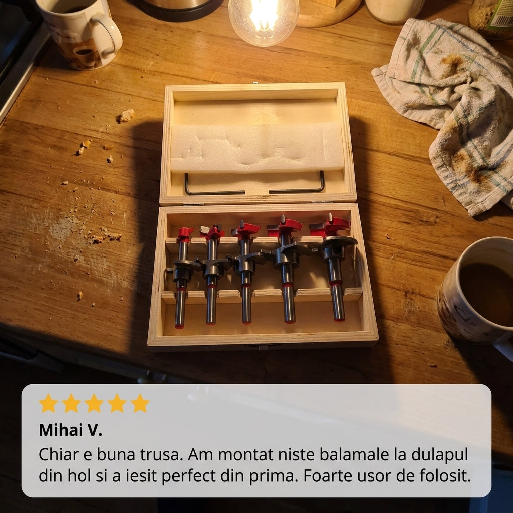 Trusă Burghie Lemn Balamale