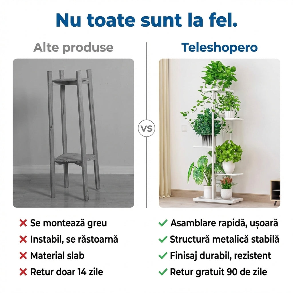 Raft Plante Modular Metal Negru