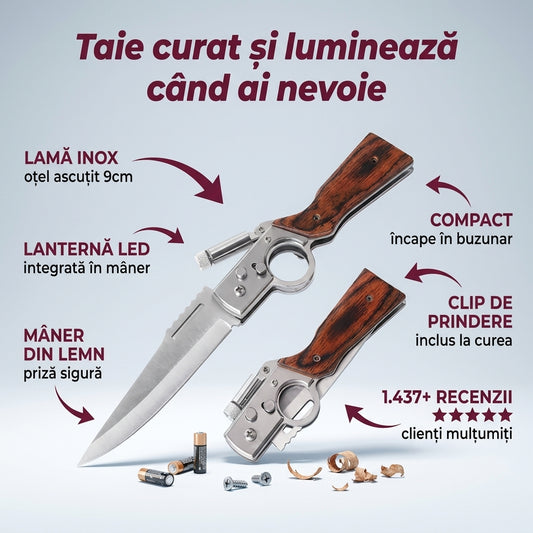 Cuțit Pliabil cu Lanternă